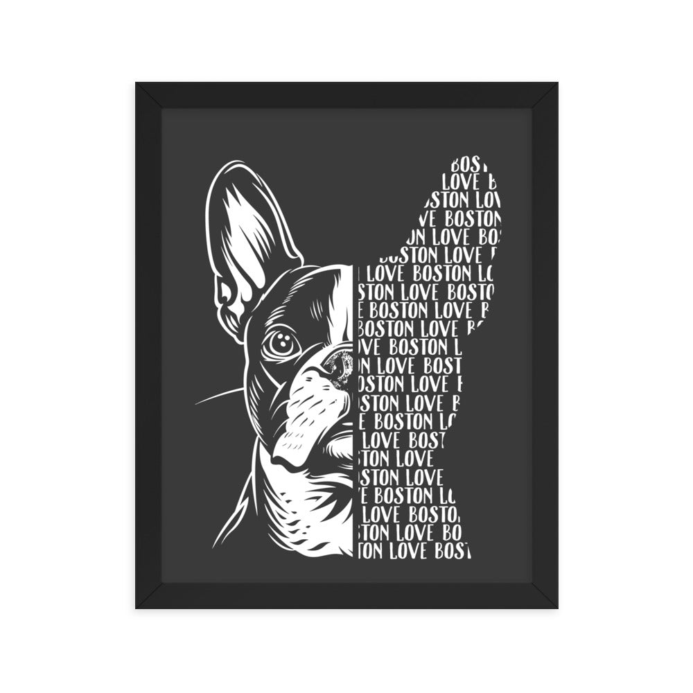 Boston Terrier Dog [00318] Poster mit Rahmen