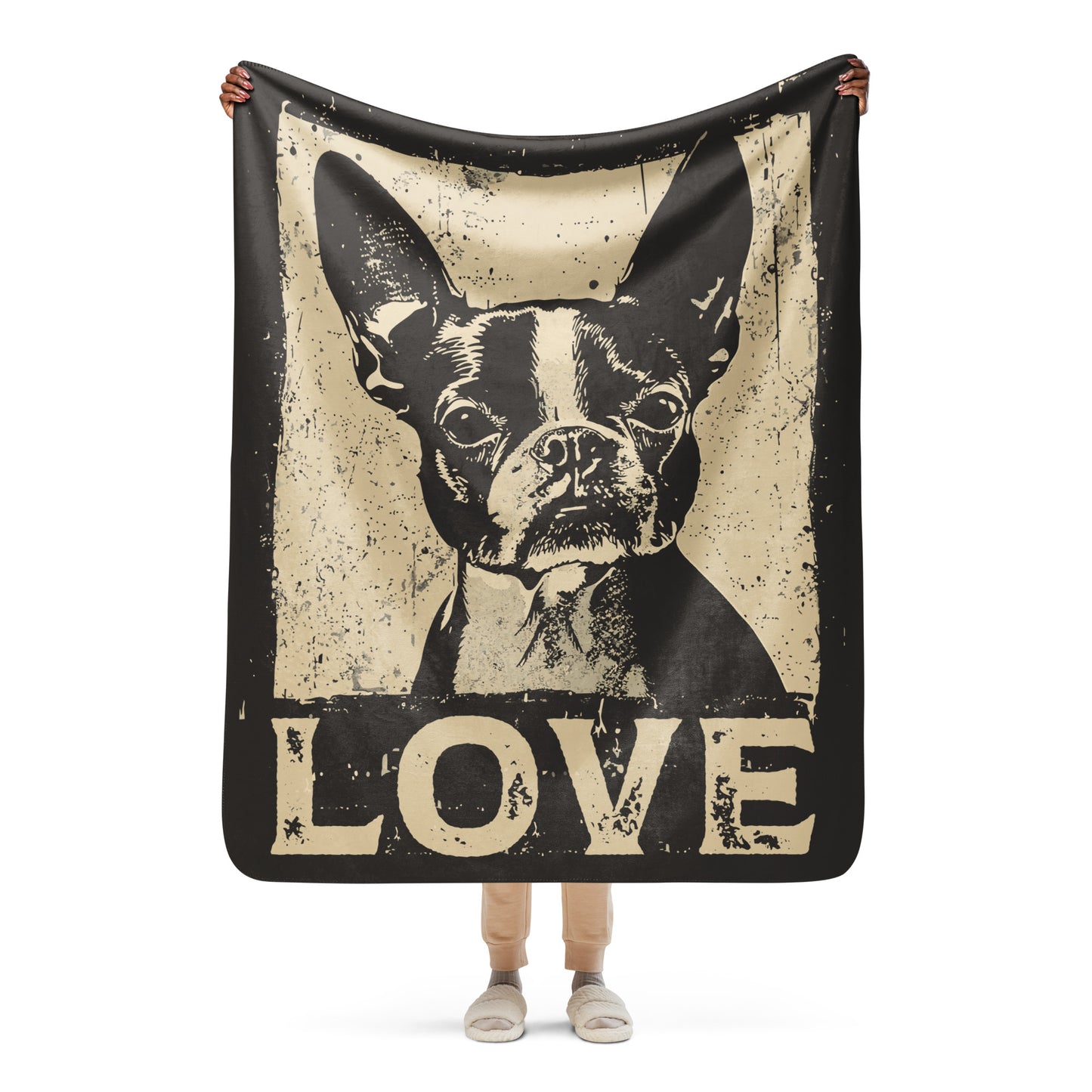 Boston Terrier Dog [00311] Sherpa-Decke